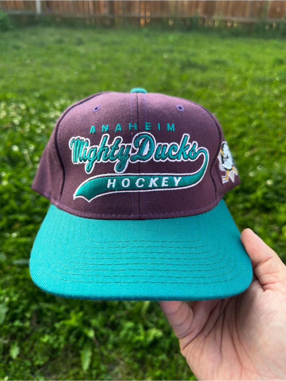 STARTER Anaheim Mighty Ducks Two-Tone Teal and Purple Snapback Hat